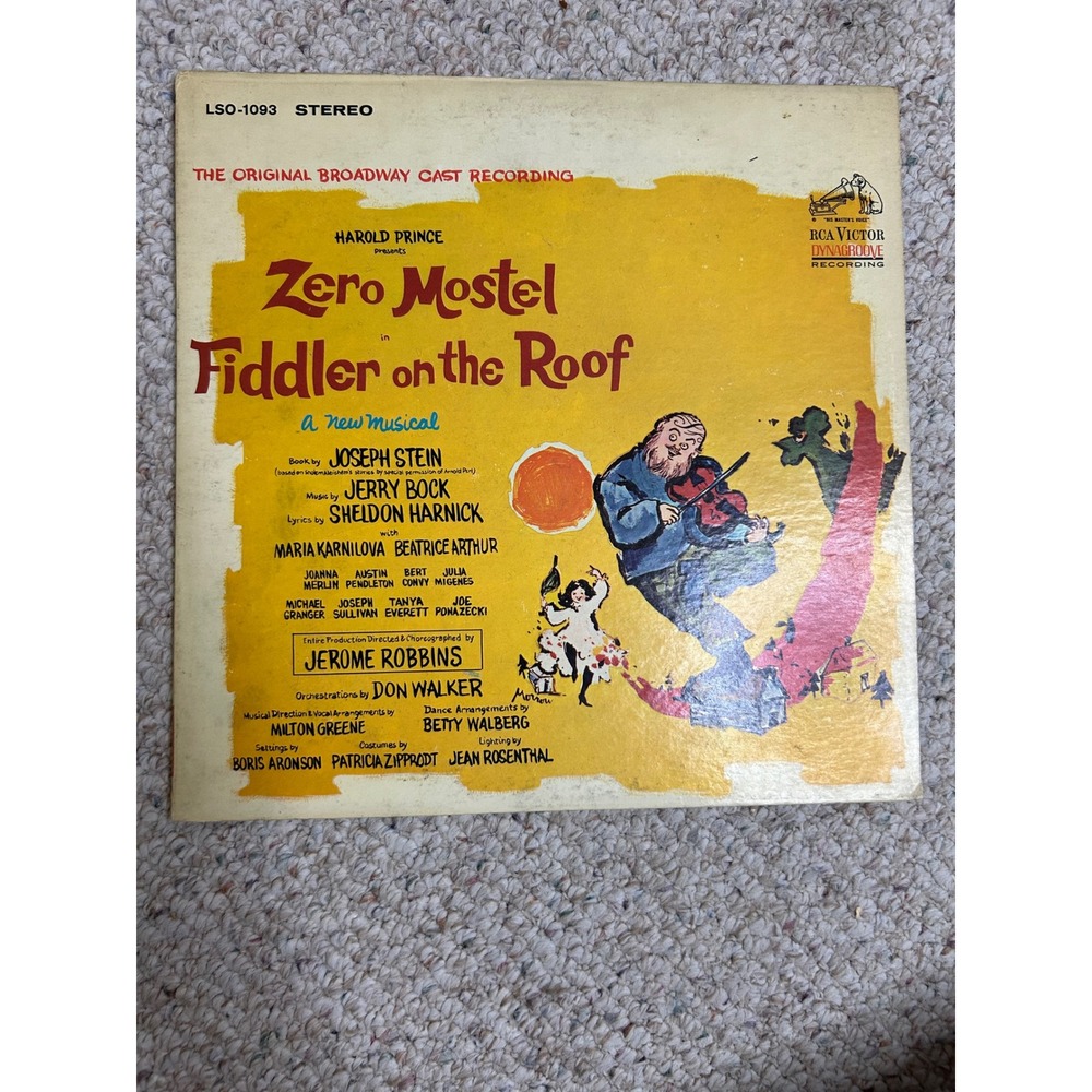 Fiddler on the Roof Original Broadway Cast Zero Mostel RCA Vinyl LP LSO-1093
